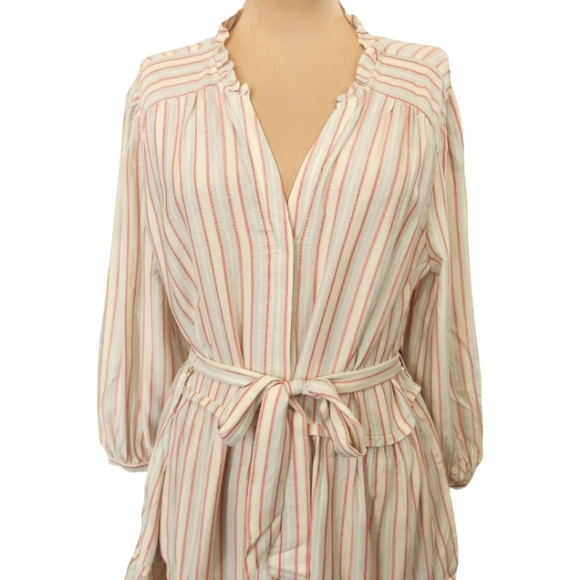 PAIGE "Kylenn" striped three-quarter length sleeve ruffle mini dress - Picture 5 of 15